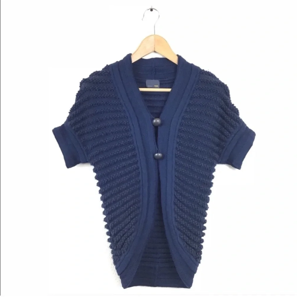 Fendi Cardigan Sweater Ribbed Cashmere Wool Knit